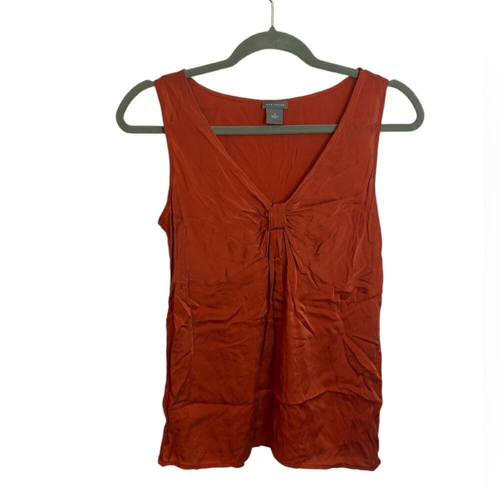 Ann Taylor Orange Sleeveless Silk Blouse